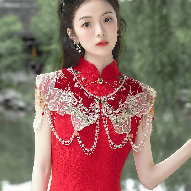 Cheongsam capes s teškom vezom, pleteni šal, kineski stil, proljeće 2025