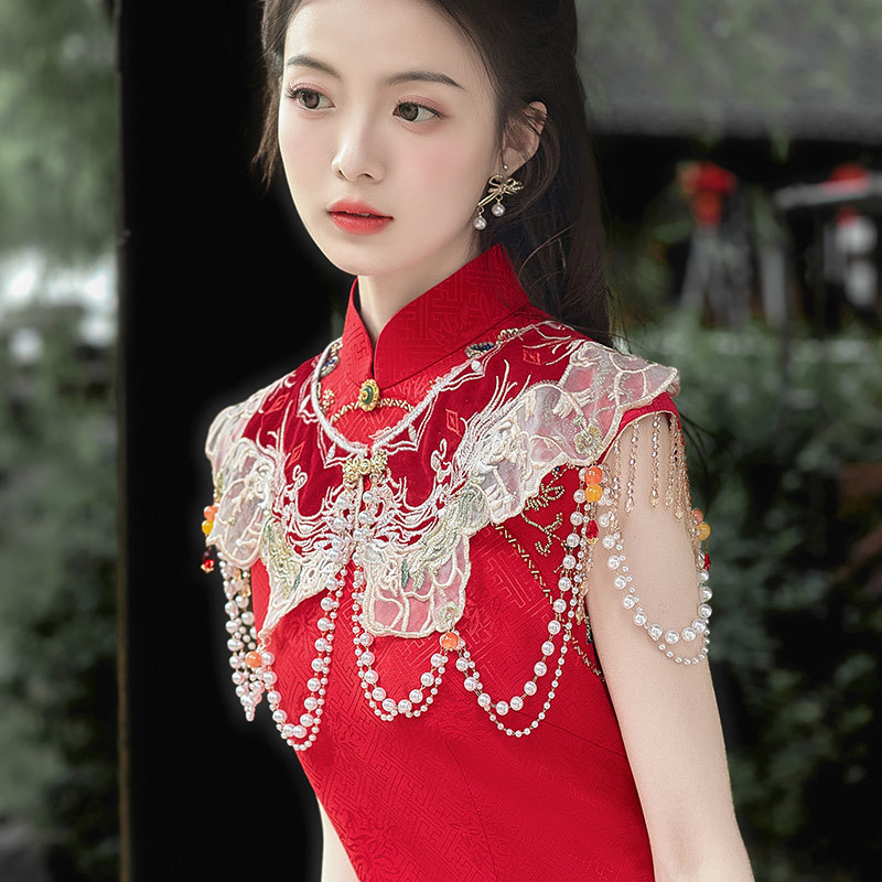 Cheongsam capes s teškom vezom, pleteni šal, kineski stil, proljeće 2025