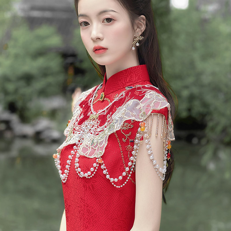 Cheongsam capes s teškom vezom, pleteni šal, kineski stil, proljeće 2025
