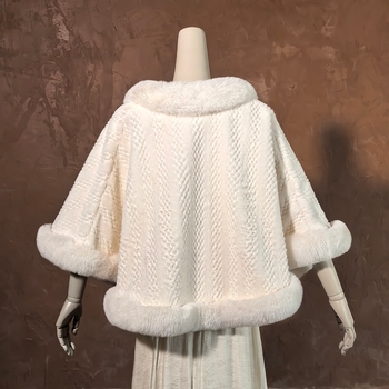 Женска Chenille пелерина с пухена яка, подплатена флисом, дебела Chenille, стил Cape, зимно топло палто