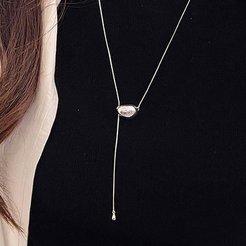 Colier lung în formă de Y, stil INS, argint, electroplating, lansare toamnă 2024