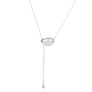 Colier lung în formă de Y, stil INS, argint, electroplating, lansare toamnă 2024