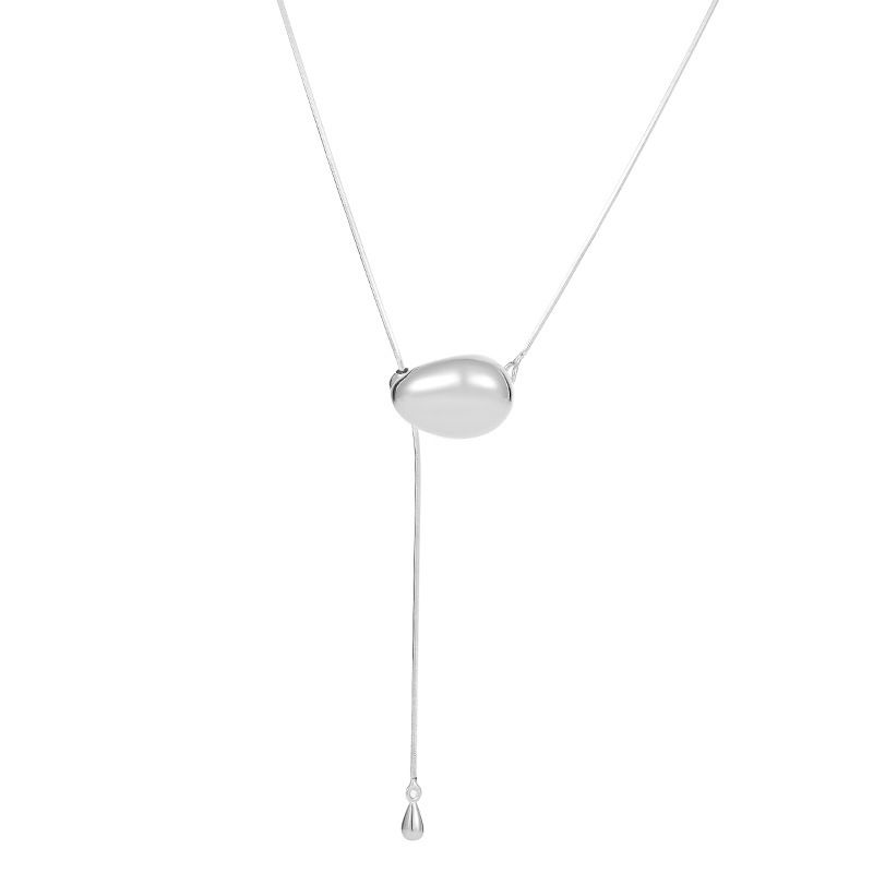 Y-alakú hosszú nyaklánc, INS stílus, ezüst anyag, elektroplating bevonat, 2024 ősz