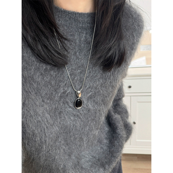 Colier cu pandantiv din oțel de titan, design geometric, lanț standard, lungime 81 cm sau mai mult