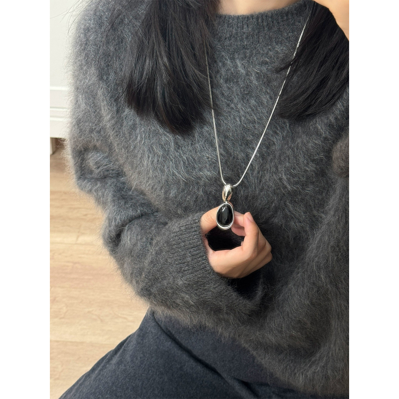 Colier cu pandantiv din oțel de titan, design geometric, lanț standard, lungime 81 cm sau mai mult