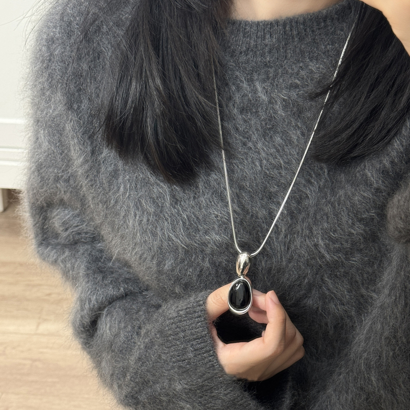 Colier cu pandantiv din oțel de titan, design geometric, lanț standard, lungime 81 cm sau mai mult