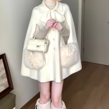 Sievietēm Cape jaka no poliestera, brīvs piegriezums, vidējā garuma, polo apkakle, garas piedurknes