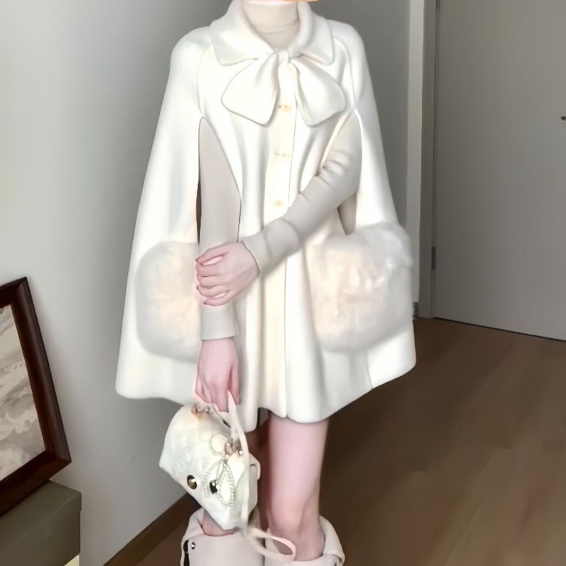 Sievietēm Cape jaka no poliestera, brīvs piegriezums, vidējā garuma, polo apkakle, garas piedurknes