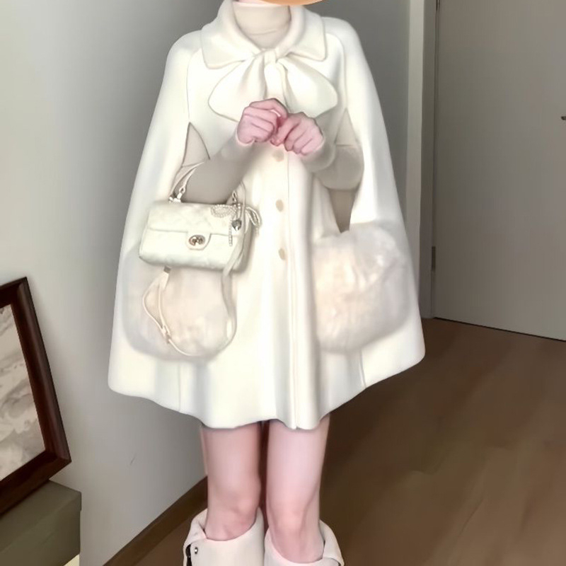 Sievietēm Cape jaka no poliestera, brīvs piegriezums, vidējā garuma, polo apkakle, garas piedurknes