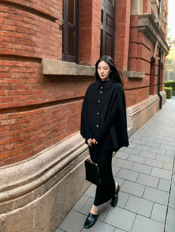 Ženski vuneni kaput sa šalom, A-linijska silueta kišobran, 95% vuna, srednja debljina, kratka duljina 50–65 cm