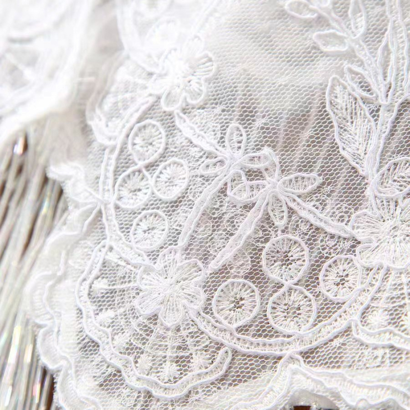 Șal din poliester cu dantelă, mărgele din orez, ciucuri cu perle, pentru ținute tradiționale inspirate din cultura chineză, femei, primăvară–toamnă 2025