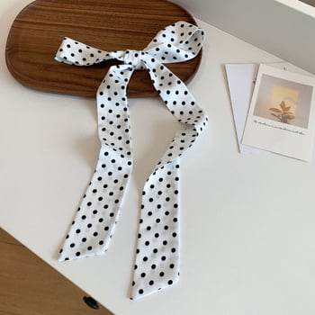 Копринен шал с точков десен, дълъг, дамски, warp-knitted плат, пролет 2025