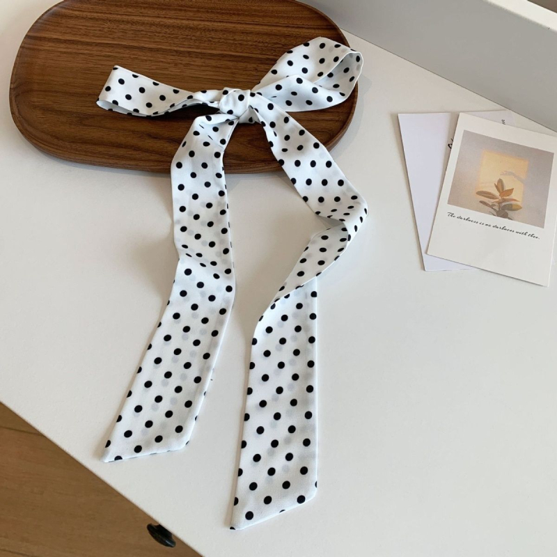 Копринен шал с точков десен, дълъг, дамски, warp-knitted плат, пролет 2025