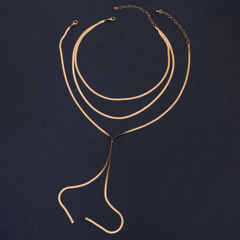 Hosszú fém láncos tassel nyaklánc, hip-hop stílusban (Anyag: Fém; Feldolgozás: Elektroplakolás; Stílus: Személyiség; Ősz 2023)