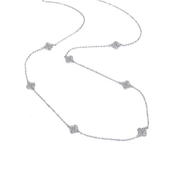 Négylevelű lóhere nyaklánc, hosszú kettős lánccal, ötvözet anyag, egyedi stílus, termékkód 7033, nyári megjelenés 2025