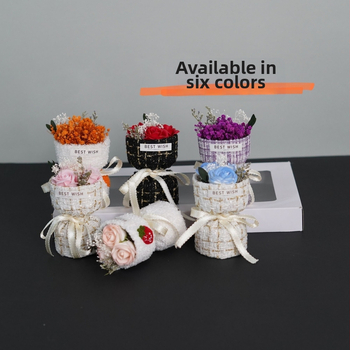 Mini buchet de trandafiri într-o cutie cadou cu flori de săpun — stil coreean, varietate de trandafiri, gata pentru cadou, cadou pentru festival