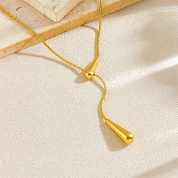 Női vízcsepp nyaklánc - rozsdamentes acél, kígyó lánc, elektroplatírozás, Termékkód N3314, Tavasz 2025