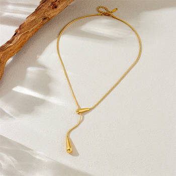 Női vízcsepp nyaklánc - rozsdamentes acél, kígyó lánc, elektroplatírozás, Termékkód N3314, Tavasz 2025