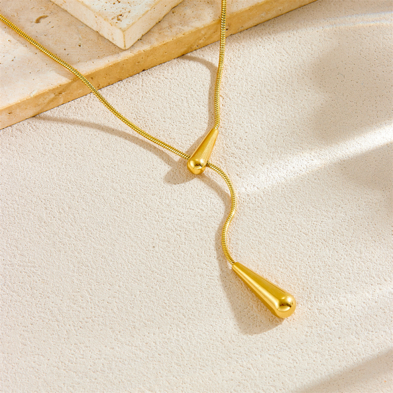 Női vízcsepp nyaklánc - rozsdamentes acél, kígyó lánc, elektroplatírozás, Termékkód N3314, Tavasz 2025