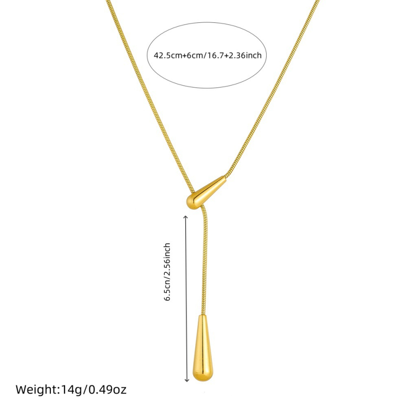 Női vízcsepp nyaklánc - rozsdamentes acél, kígyó lánc, elektroplatírozás, Termékkód N3314, Tavasz 2025
