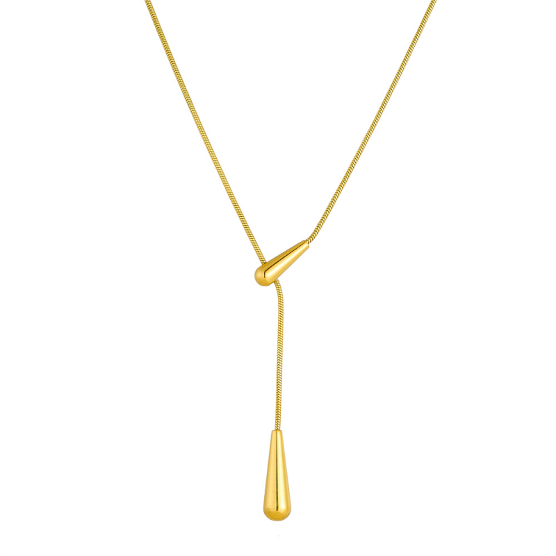 Női vízcsepp nyaklánc - rozsdamentes acél, kígyó lánc, elektroplatírozás, Termékkód N3314, Tavasz 2025