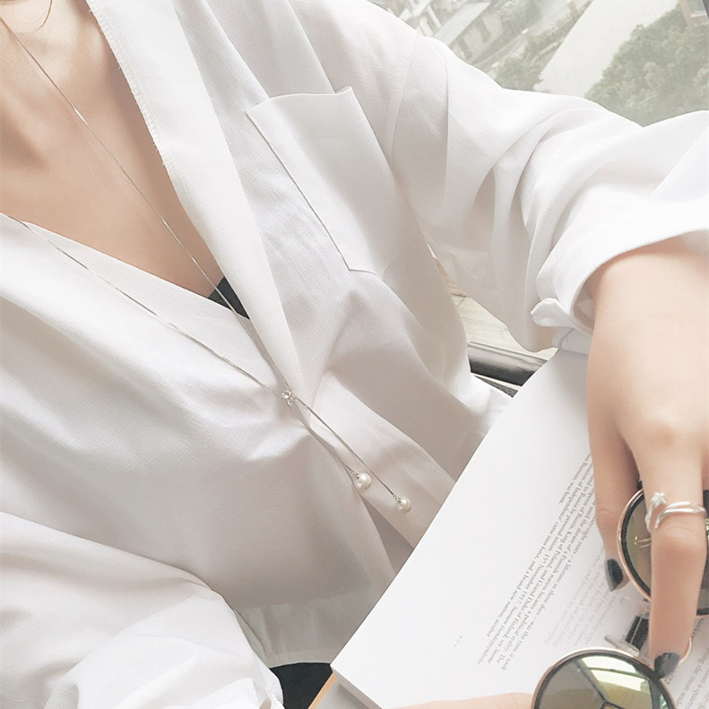 Bakrena perlana lančica za pulover s privjeskom, Qi Chuang, geometrijski stil, jesen 2021