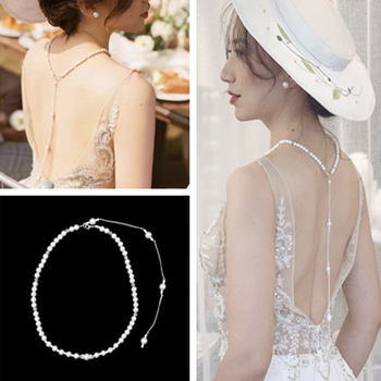 Дълго колие с перлена висулка и мънисто украса, сплав материал, женски стил