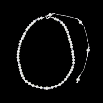 Дълго колие с перлена висулка и мънисто украса, сплав материал, женски стил