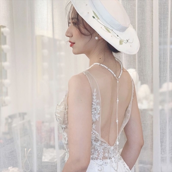 Дълго колие с перлена висулка и мънисто украса, сплав материал, женски стил