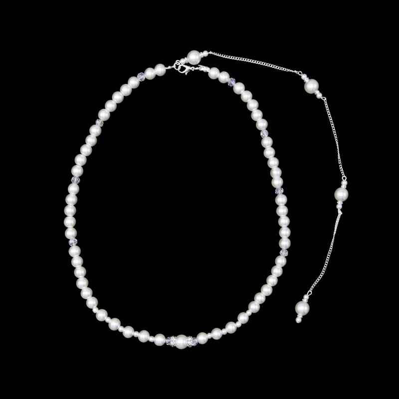 Дълго колие с перлена висулка и мънисто украса, сплав материал, женски стил