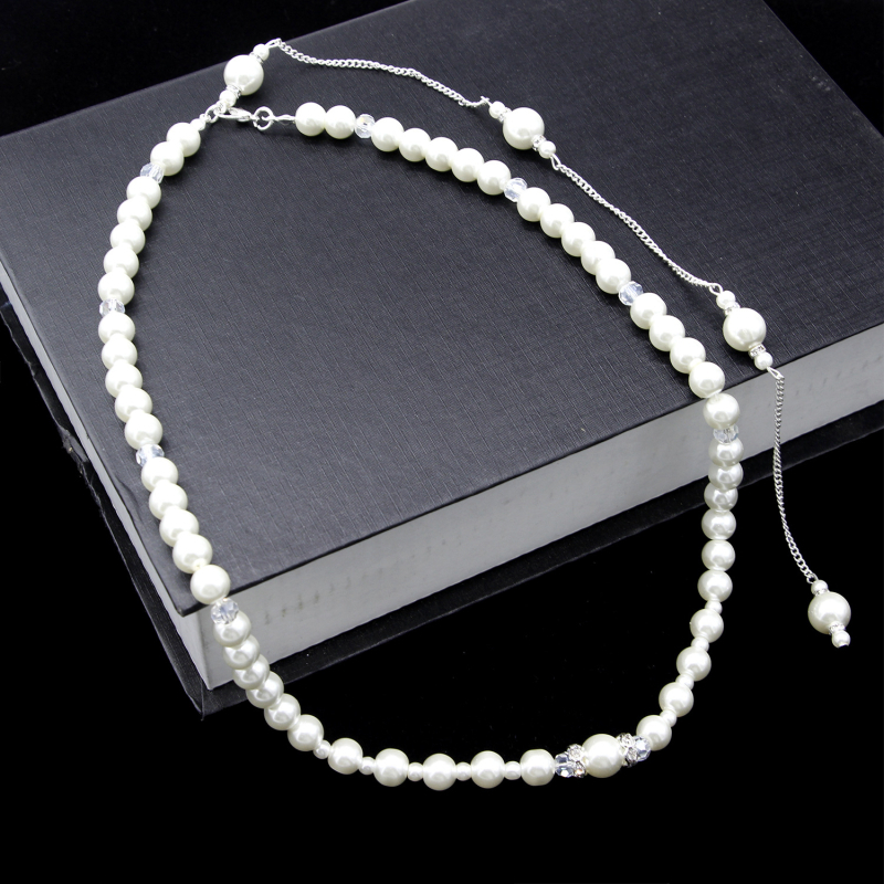 Дълго колие с перлена висулка и мънисто украса, сплав материал, женски стил