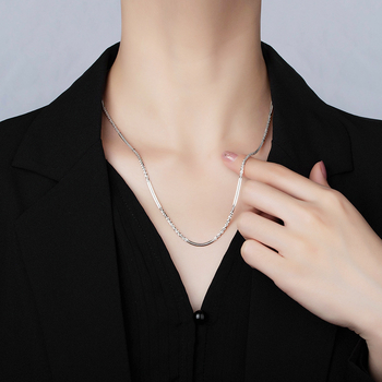 Ogrlica od srebra 925, geometrijski Cauliflower lanac, sjajan, bez privjeska, elektroplatiranje, za žene, Qijia Jewelry
