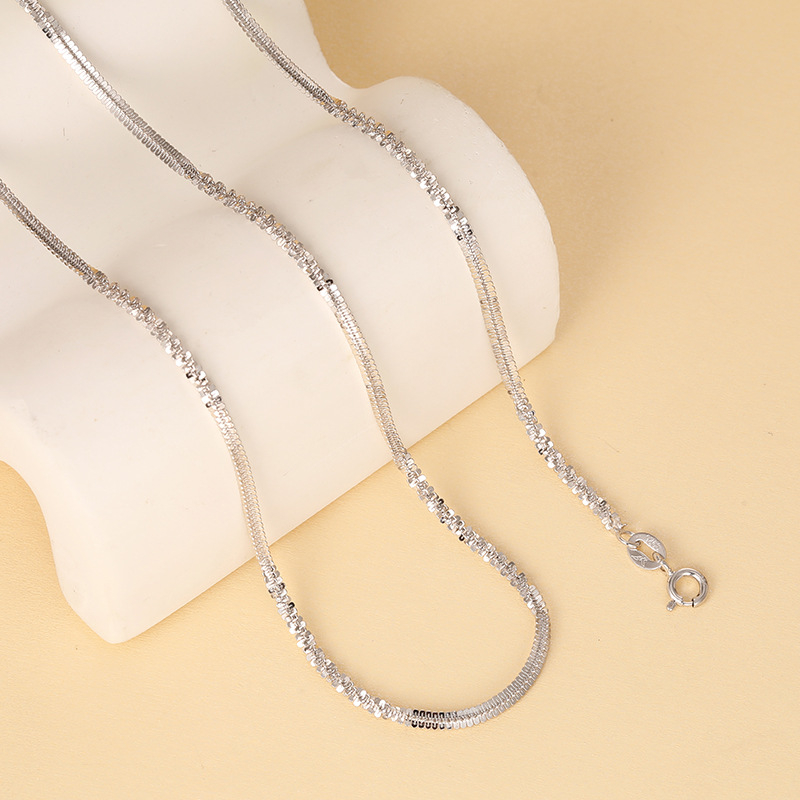 Ogrlica od srebra 925, geometrijski Cauliflower lanac, sjajan, bez privjeska, elektroplatiranje, za žene, Qijia Jewelry