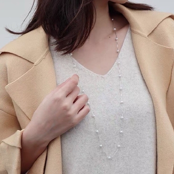 Κολιέ με μαργαριτάρια γλυκού νερού 4–5 mm, επίχρυσο 14K, σχέδιο Αστροφεγγιά, κατάλληλο για layering