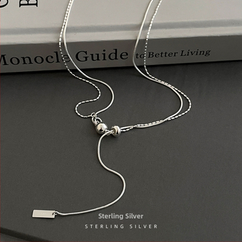 S925 ezüst, kétsoros gömbös nyaklánc nőknek, koreai stílusú Ins, elektroplating, ezüst bevonat