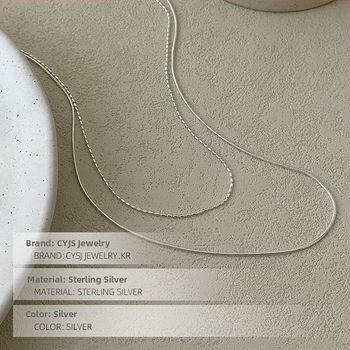 S925 ezüst, kétsoros gömbös nyaklánc nőknek, koreai stílusú Ins, elektroplating, ezüst bevonat