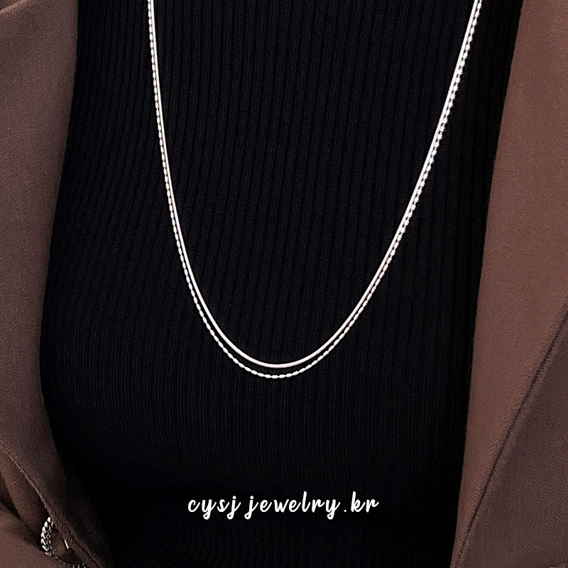 S925 ezüst, kétsoros gömbös nyaklánc nőknek, koreai stílusú Ins, elektroplating, ezüst bevonat