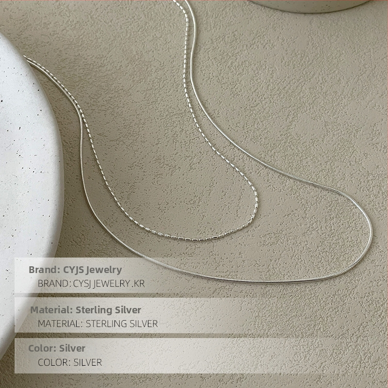 S925 ezüst, kétsoros gömbös nyaklánc nőknek, koreai stílusú Ins, elektroplating, ezüst bevonat