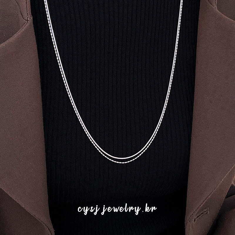 S925 ezüst, kétsoros gömbös nyaklánc nőknek, koreai stílusú Ins, elektroplating, ezüst bevonat