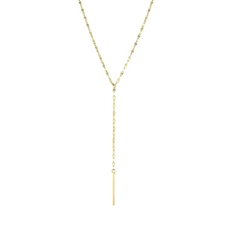 Ogrlica od titan čelika, Y-oblik privjesak s dugim resicama, lanac Melon seed chain, elektroplatina, 10 g
