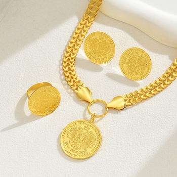 Set de bijuterii pentru femei din aliaj, cu motiv floral, placare electroplating, include cercei, colier și accesorii pentru mână, lanț regulat, toamna 2024