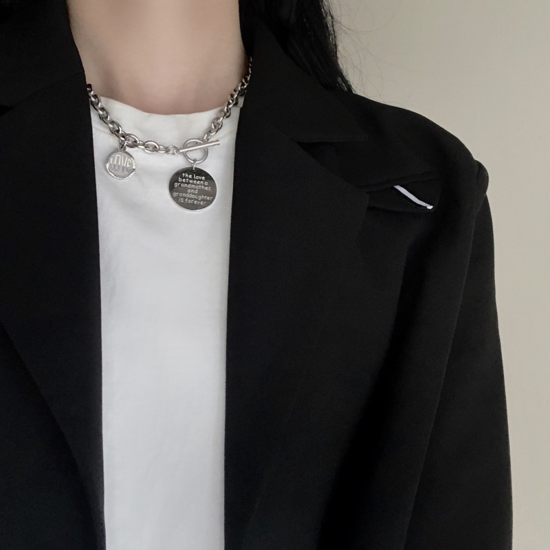 Ogrlica od titan čelika, O- lanac, geometrijski dizajn, privjesak od titan čelika, korejski stil