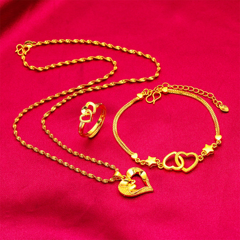 Set nakita: ogrlica i narukvica od mesinga sa spiralnim lancem, elektroplatiranje, privjesak od mesinga, uzorci: srce, kapljica vode, zvončić