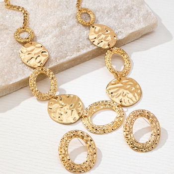 Set ogrlice i naušnica — cinkova legura, elektroplating, vintage stil, geometrijski elementi