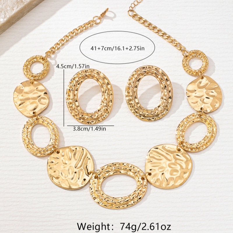 Set ogrlice i naušnica — cinkova legura, elektroplating, vintage stil, geometrijski elementi