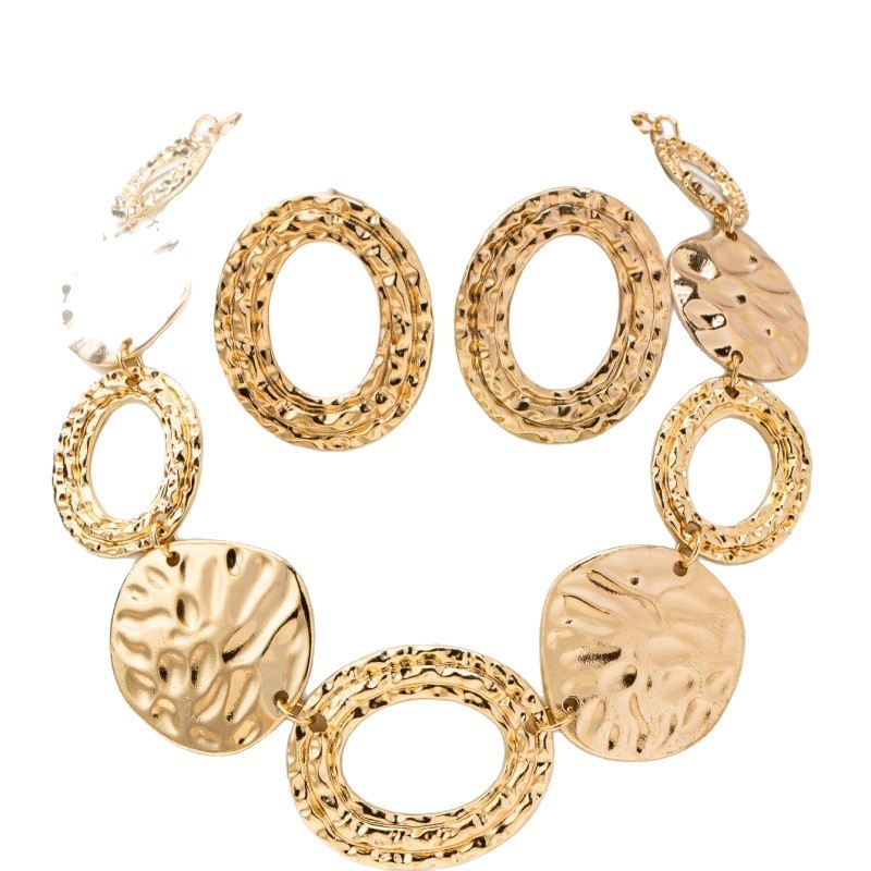 Set ogrlice i naušnica — cinkova legura, elektroplating, vintage stil, geometrijski elementi