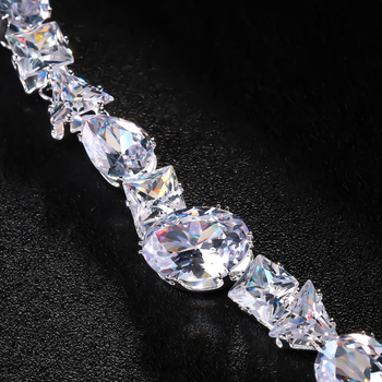 Set ogrlice i naušnica s cirkonom, jednostavan ženski stil, elektroplatiranje, običan lanac, bez privjeska