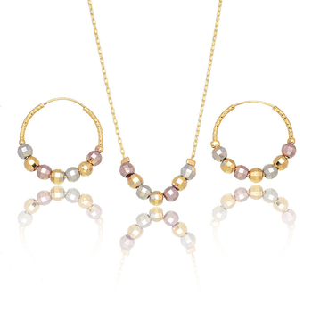 Set de bijuterii: cercei și colier, cupru, placare electroplatină, lanț clasic, etichetă privată licențiată