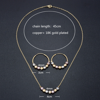 Set de bijuterii: cercei și colier, cupru, placare electroplatină, lanț clasic, etichetă privată licențiată