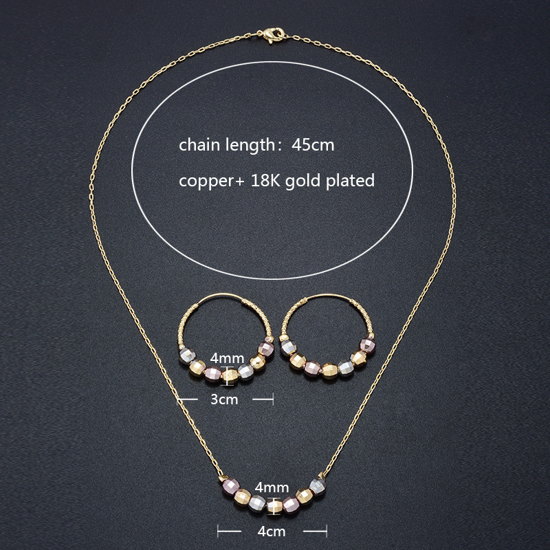 Set de bijuterii: cercei și colier, cupru, placare electroplatină, lanț clasic, etichetă privată licențiată